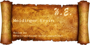 Weidinger Ervin névjegykártya